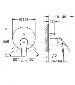 Змішувач для душу Grohe Eurosmart New вбудований одноважільний на 2 виходи хром 24043003