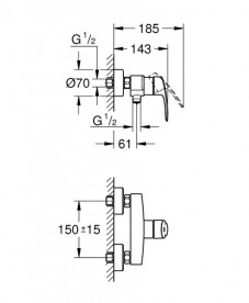 Смеситель для душа Grohe Eurosmart однорычажный черный матовый 335552433