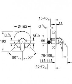 Смеситель для душа Grohe Eurostyle встраиваемый однорычажный хром 23725003