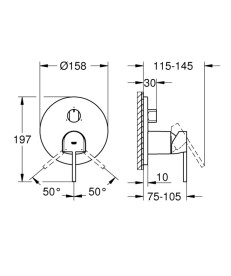 Змішувач для душу Grohe Plus вбудований одноважільний суперсталь 24093DC3