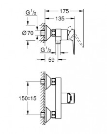 Змішувач для душу Grohe QuickFix Start Edge одноважільний хром 24197001
