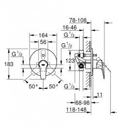 Смеситель для душа Grohe Start Flow встраиваемый однорычажный хром 29117000