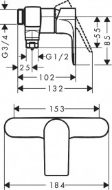 Смеситель для душа Hansgrohe Rebris E однорычажный хром 72652000