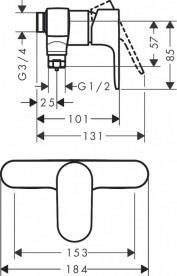 Смеситель для душа Hansgrohe Rebris S однорычажный хром 72642000