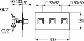 Смеситель для душа Jika Cubito-N двухвентильный на 3 потребителя хром H3204260040001