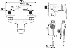 Смеситель для душа Jika Deep однорычажный с ручным душем хром H3311U70041311