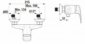 Смеситель для душа Jika Deep с медицинским рычагом хром H3311U70044091