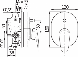 Змішувач для душа Jika Deep вбудовується змішувач хром H3211U60040001