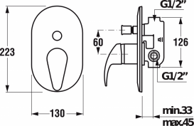 Змішувач для душа Jika Lyra Plus вбудовується змішувач хром H3212760040001