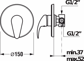 Смеситель для душа Jika Lyra Plus встраиваемый однорычажный хром H3312760040001