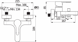 Смеситель для ванной Jika Mio-N однорычажный хром H3211V70044001