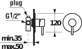 Смеситель для душа Jika Mio встраиваемый однорычажный хром H3307160040001