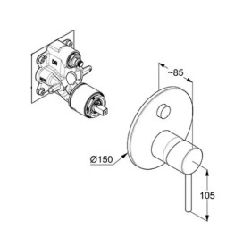 Смеситель для душа Kludi Bozz встраиваемый однорычажный хром 387590576