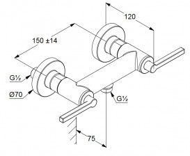 Смеситель для душа Kludi Nova Fonte Puristic двухрычажный черный матовый 207103915