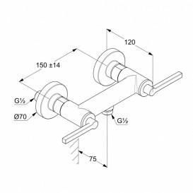 Смеситель для душа Kludi Nova Fonte Puristic двухрычажный хром 207100515