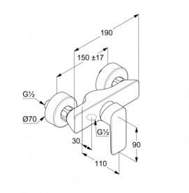 Смеситель для душа Kludi Pure&Style однорычажный черный матовый 408413975