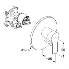 Смеситель для душа Kludi Zenta SL скрытого монтажа латунь хром 486500565