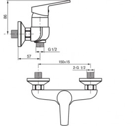 Смеситель для душа Koller Pool Kvadro однорычажный хром KR0400