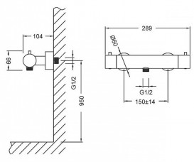 Змішувач для душа Kraus двухвентильний з термомтатом хром UKR-43039CH