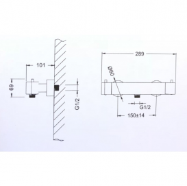 Смеситель для душа Kraus двухвентильный с термомтатом хром UKR-46039CH