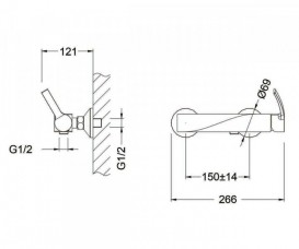 Смеситель для душа Kraus Typhon настенный однорычажный хром UKR-35009 CH
