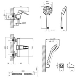 Смеситель для душа Kroner KRM Kante-C050 с душевым гарнитуром хром CV023583