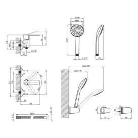 Смеситель для душа Kroner KRP Bremen-C050 с душевым гарнитуром хром CV014165