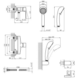 Змішувач для душу Kroner KRP Eifel-C050 з душовим гарнітуром хром CV023610