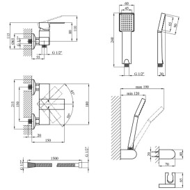 Змішувач для душу Kroner KRP Harz-C050 з душовим гарнітуром хром CV023611