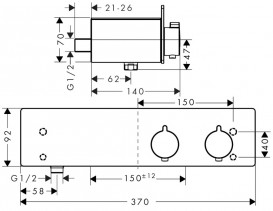 Змішувач для душу настінний двухвентильний з термостатом Hansgrohe ShowerTablet хром 13102000