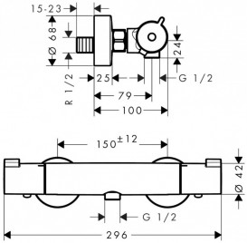 Змішувач для душу двовентильний настінний з термостатом Hansgrohe Ecostat 1001 CL хром 13211000