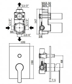 Змішувач для душа прихований (вбудований) Paffoni Red хром RED 015 CR