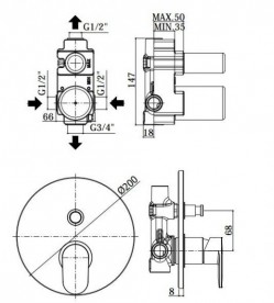 Змішувач для душа прихований (вбудований) Paffoni Candy хром CA 015 CR