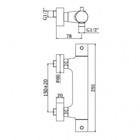 Змішувач для душу одноважільний Paffoni Light з термостатом чорний матовий LIG 168 NO