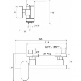 Смеситель для душа однорычажный Ravak Chrome CR 032.00/150 латунь хром X070043