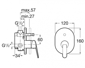 Змішувач для душу одноважільний Roca Victoria-N латунь хром A5A0625C00