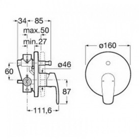 Змішувач для душу одноважільний Roca Monodin-N прихованої установки хром A5A0698C00