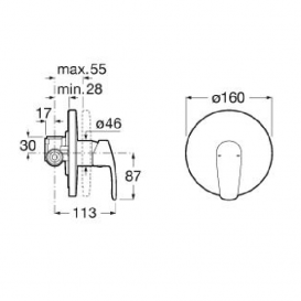 Смеситель для душа однорычажный Roca Monodin-N скрытой установки хром A5A2298C00