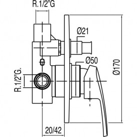 Смеситель для душа однорычажный Tres Eco-tres встраиваемый на 2 потребителя хром 0701800212