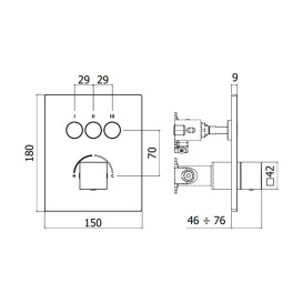 Змішувач для душу Paffoni Compact Box вбудований 3 споживача сталь CPM519ST