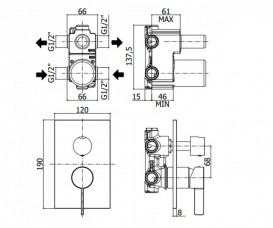 Смеситель для душа PAFFONI Rock RO 019 CR/M