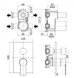 Змішувач для душа Paffoni Tango на 2 споживача змішувач з внутрішньою частиною хром TA 018 CR / M