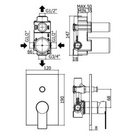 Змішувач для душа Paffoni Tango TA 015 CR / M