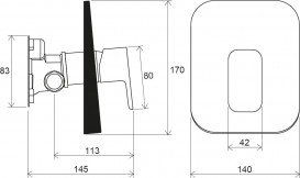 Смеситель для душа Ravak 10° Free black встраиваемый однорычажный черный матовый X070159