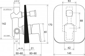 Смеситель для душа Ravak 10° Free black встраиваемый однорычажный черный матовый X070156