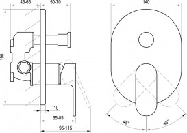 Смеситель для душа Ravak Chrome встраиваемый однорычажный черный X070433