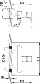 Смеситель для душа Ravak Classic CL 032.00 однорычажный латунь хром X070084