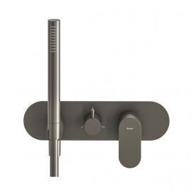 Смеситель для душа Ravak Eleganta на 3 потребителя с душевым набором графит матовый X070333