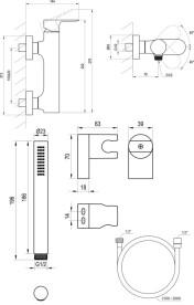 Змішувач для душу Ravak Eleganta із душовим гарнітуром графіт матовий X07S141