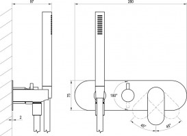  	Смеситель для душа Ravak Eleganta на 2 потребителя с душевым набором белый матовый X070263
